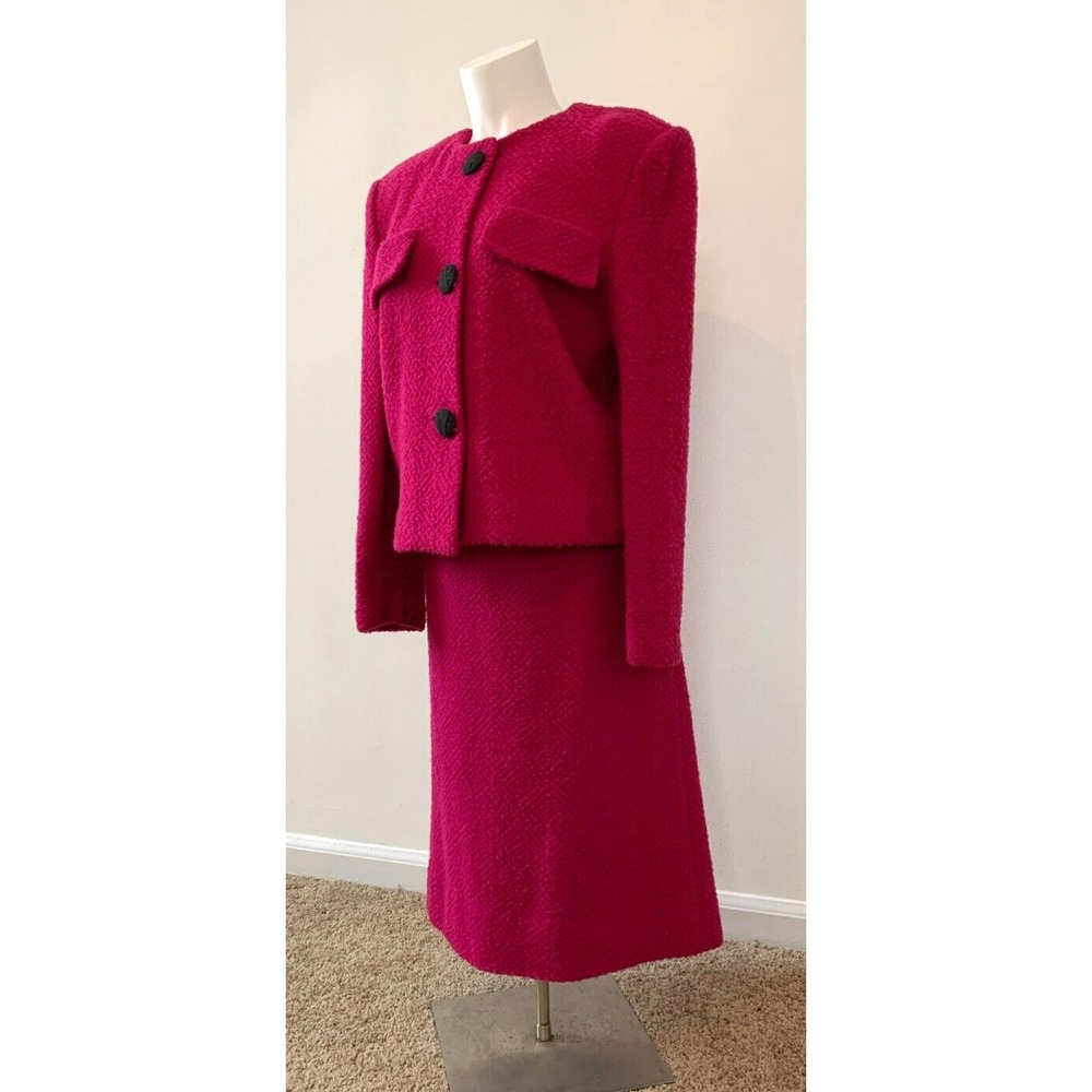 Castleberry Skirt Suit Women 10 Red Classic Tweed 2 Piece Made in USA Vintage